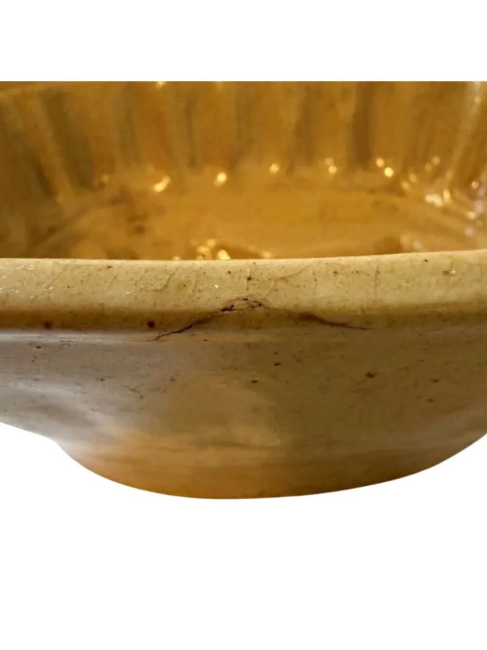 Antique Yellowware Wheat Sheaf Pudding Mold Stoneware Jelly Mold Primitive 7.5